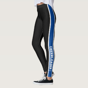 Legging Cheerleader preto branco e azul