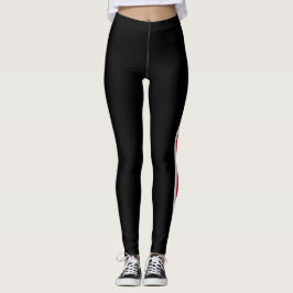 Legging Cheerleader Preto Branco e Vermelho