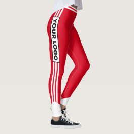 Legging Cheerleader Vermelho White Stripe - Logotipo da Eq