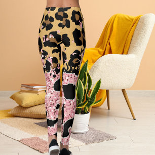 Legging Cheetah Pattern Wild Impressão Localiza Preto Rosa