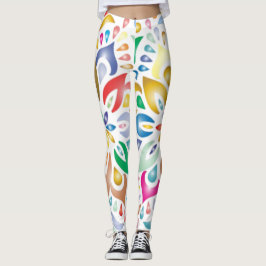 Legging Cheio de Padrão de Arte Floral