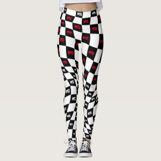 Legging cheques de faixa vermelho-preto e branco