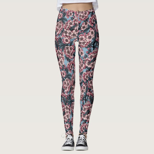 Legging Cherry blossom in pink and blue (Frente)