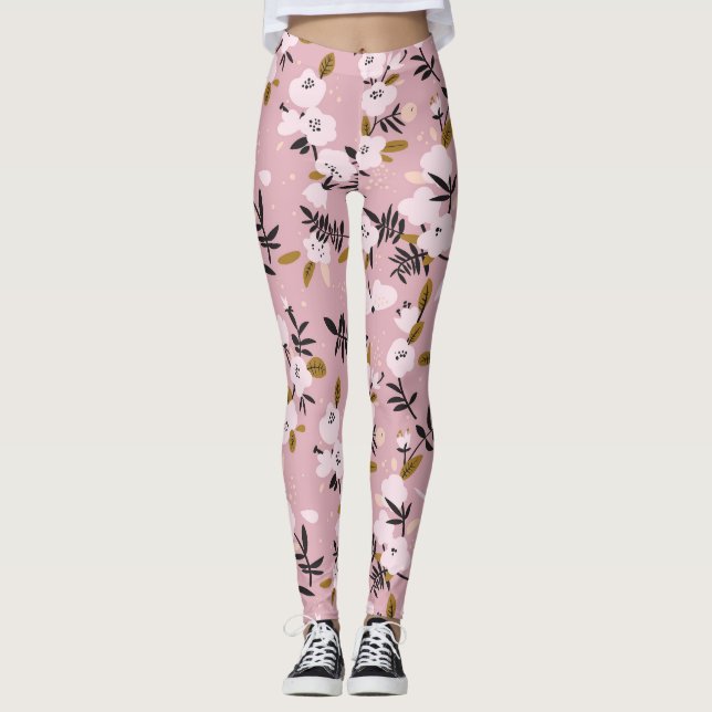 Legging Cherry Blossom Rosa: Primavera de Tensão (Frente)