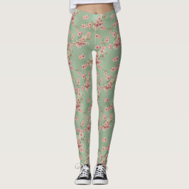 Legging Cherry Blossoms em Rosa e Teal