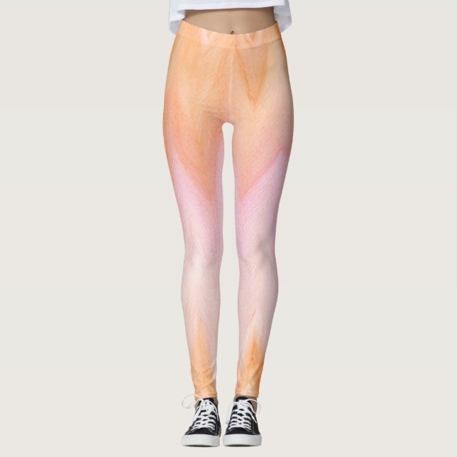 Legging Chevron Cor-de-Água Rosa Cor-de-Laranja Suave (Frente)