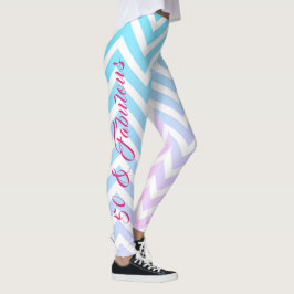 Legging Chevron Girly Chic 50º Aniversário Azul Teal Rosa