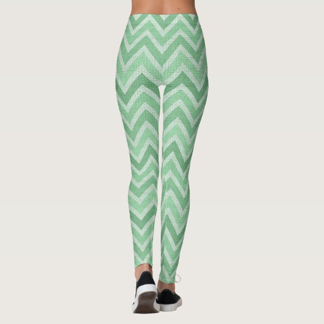 Legging Chevron Zigzag Verde E Branco (Verso)