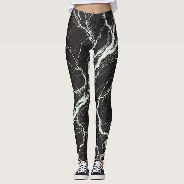 Legging Chic Black & White Marble Look Glamor (Frente)