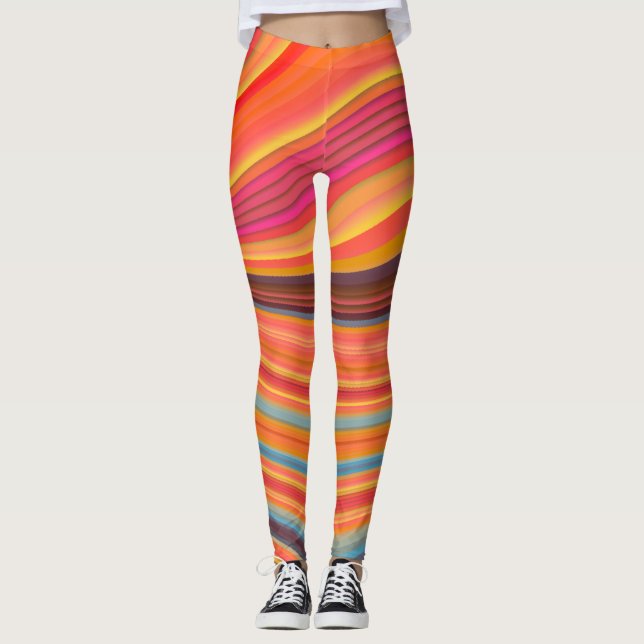 Legging Chic Colorido Abstrato rosa & Amarelo (Frente)
