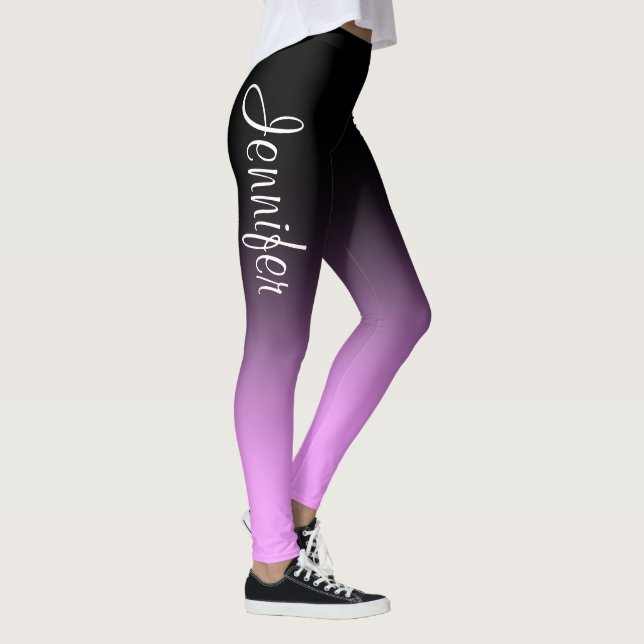 Legging Chic de Ombre Preto Cor-de-Rosa de Nome Personaliz (Direita)