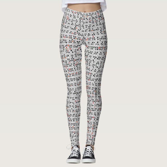 Legging Chic de padrão Abstrato vermelho preto (Frente)