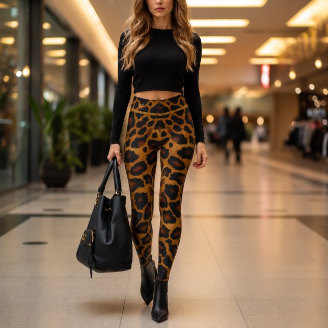 Legging Chic Luxo Estampa de Leopardo Monogramada (Stylish Leopard-Print Leggings )