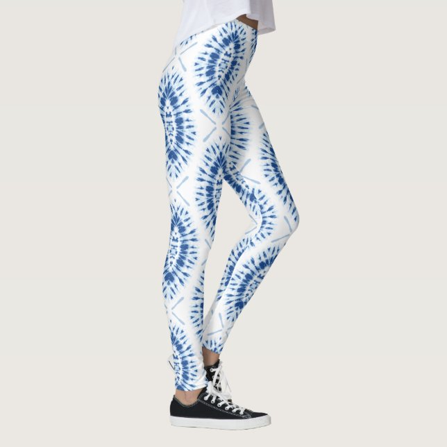 Legging Chic Padrão de Coroa Azul do Shobori Moderno (Direita)