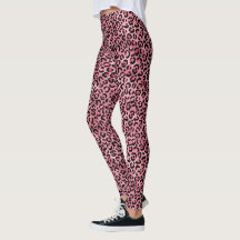 Chic Tendência Preto Rosa Estampa de Leopardo