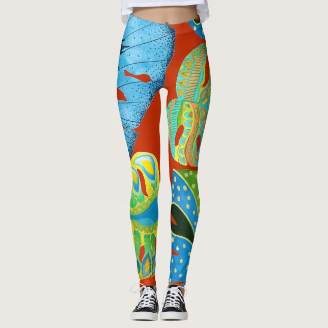 Legging Chic Tropical: Padrão De Folha Sem Perfeição. (Frente)