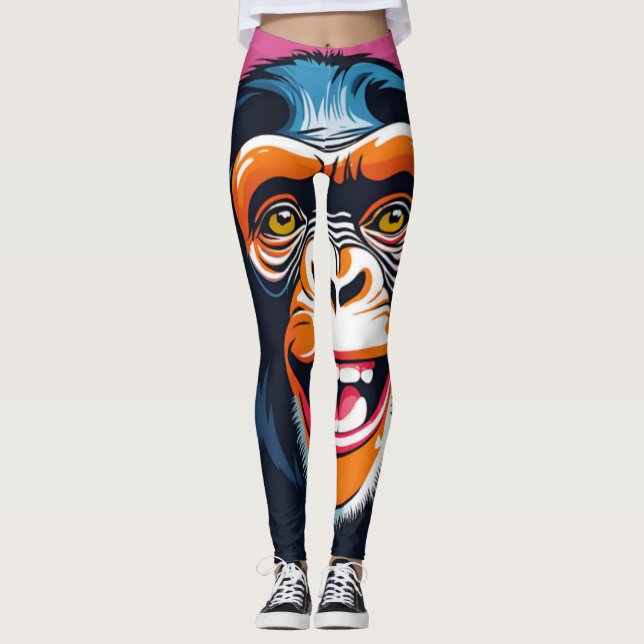 Legging Chimpanzé Engraçado e Louco (Frente)