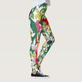 Legging Chinoiserie Botânica do Jardim de Lótus Rosa
