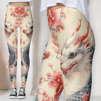 Legging Chinoiserie Imperial Dragon | Coral Sakura Art
