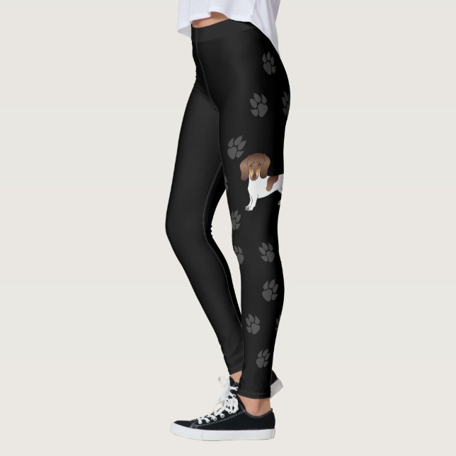 Legging Chocolate & Tan Pés Curto Cabelo Dachshund & Patas (Esquerda)