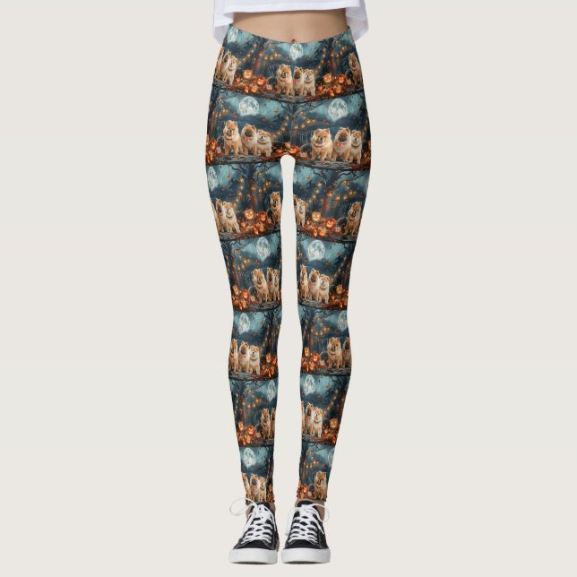 Legging Chow Chow Halloween Assustador (Frente)