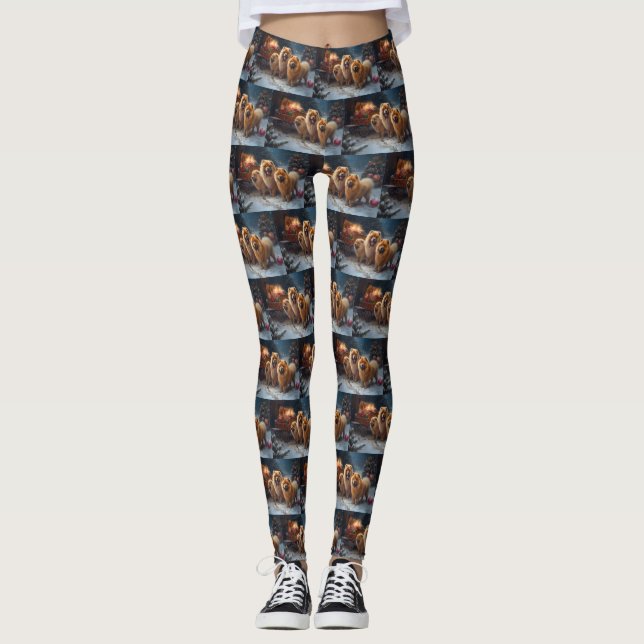 Legging Chow Chow Snowy Sleigh Decência de Natal (Frente)