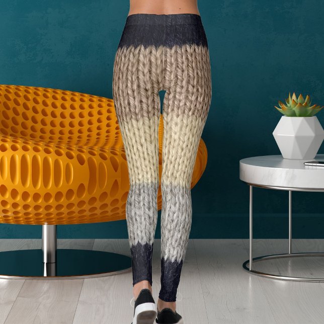 Legging Christmas Deer Embroidery Wool Graphic Stripe Knit (Criador carregado)