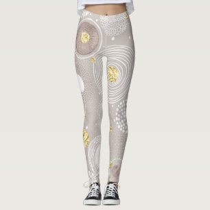 Legging Christmas doodles: golden foil background.