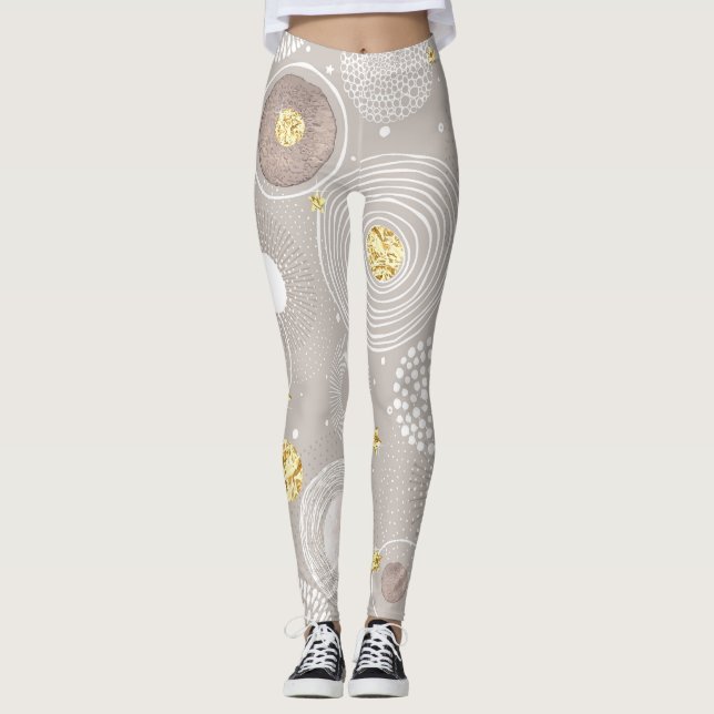 Legging Christmas doodles: golden foil background. (Frente)
