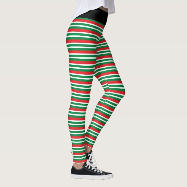 Legging Christmas Elf Red and Green Geometric Stripes (Direita)