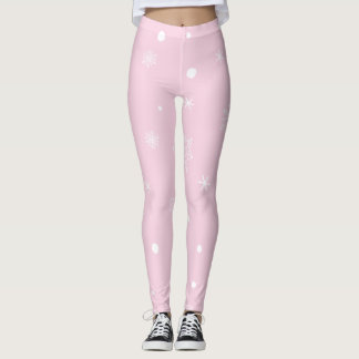 Legging Christmas Holiday Aesthetic Snowflake Pink