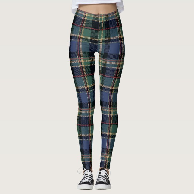 Legging Christmas Tartan Navy Blue Green ID1141B (Frente)