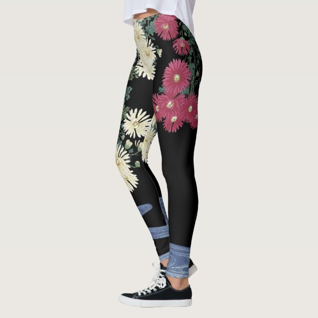 Legging Chrysanthemum,Running Water,Zen Japonês Floral (Esquerda)