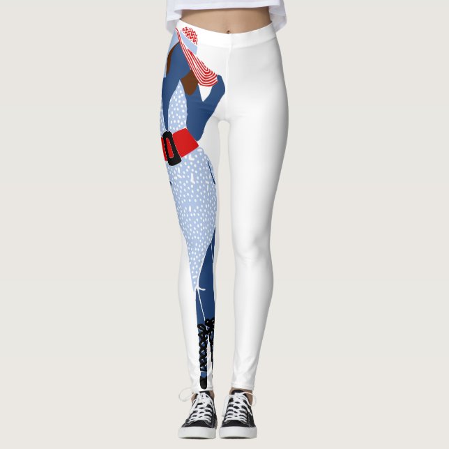 Legging Chuva espessa de sol azul e branco (Frente)