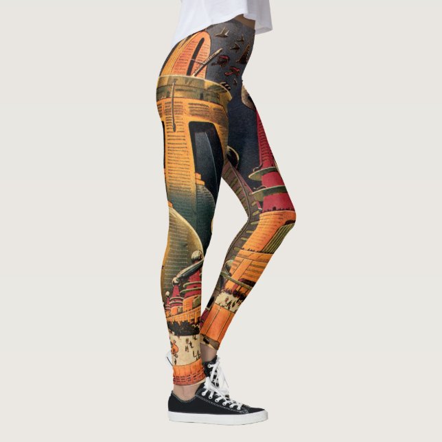 Legging Cidade Futurista de Ficção Científica Vintage Carr (Direita)