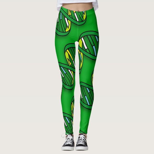 Legging Ciência Divertida e Tendência DNA Padrão Abstrato  (Frente)