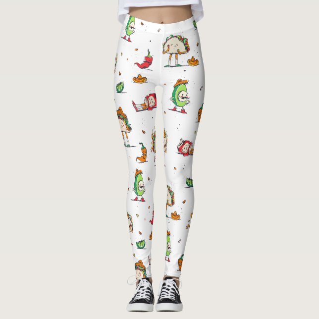 Legging cinco de mayo tacos kawaii mexicano (Frente)