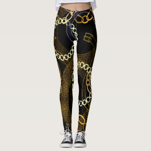 Legging Cintos Criativos Mistura Cadeias Gregas