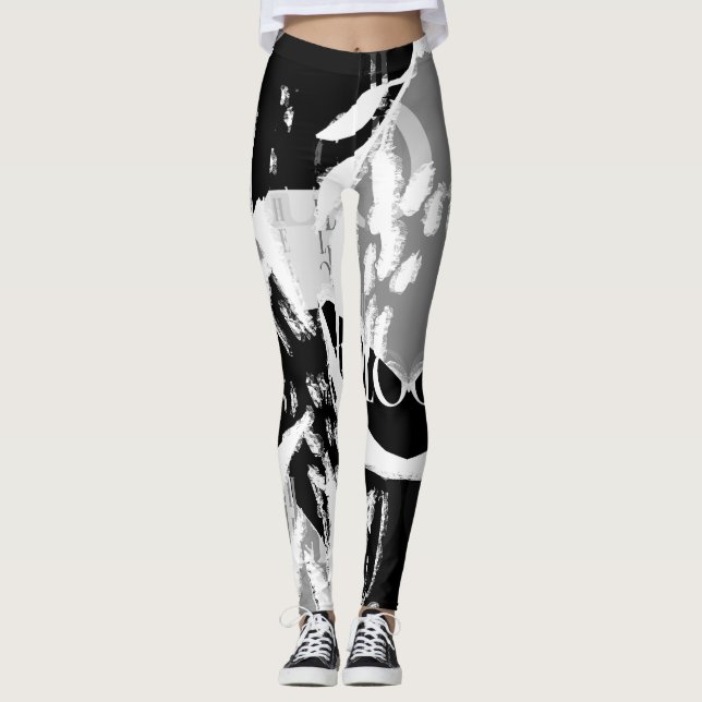 Legging Cinza abstrato Black White (Frente)