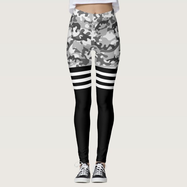 Legging Cinza camo e tripla branca (Frente)