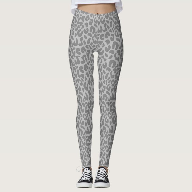 Legging Cinza Chita Leopard Cute Elegante Impressão Animal (Frente)