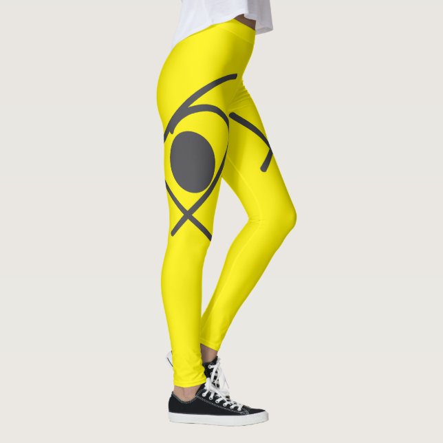 Legging Cinza De Abstrato De Minimalismo E Amarelo (Direita)
