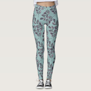 Legging Cinza de aquarela, galhos pretos em tartaruga
