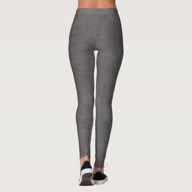 Legging Cinza de couro de Impressão grossa (Verso)