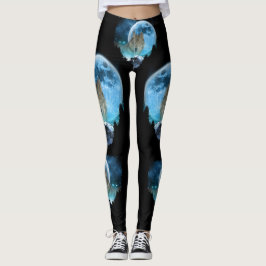 Legging Cinza de Lobo de Madeira de Lua Cheia Fuga