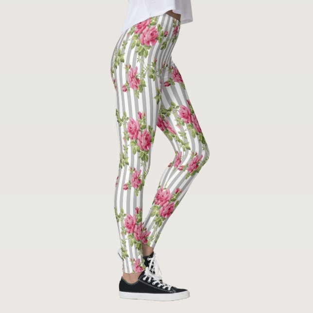 Legging Cinza de Rosas Rosa Vintage (Direita)
