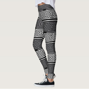 Legging Cinza Design do Padrão de Frete de Chave Preta-Bra