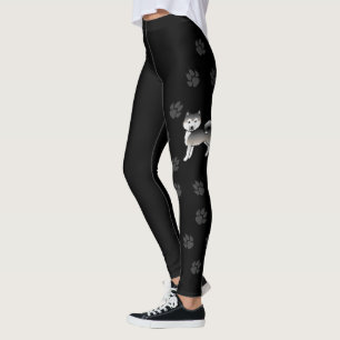 Legging Cinza do Alasca Malamute Cute Dog & Paws