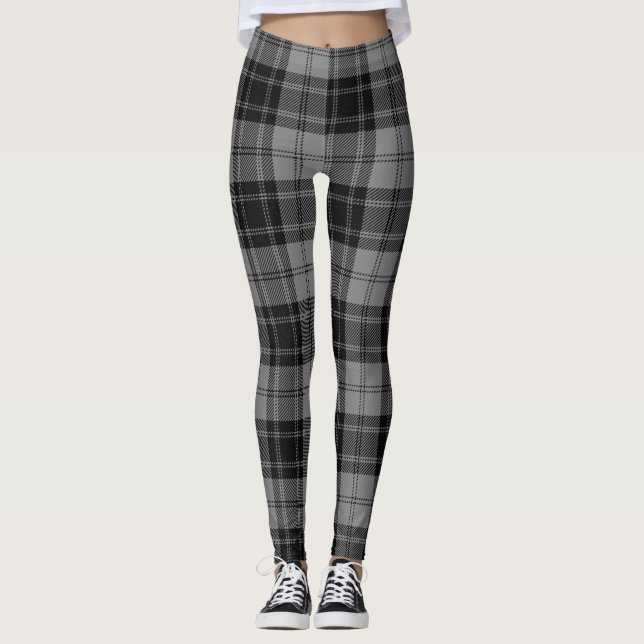 Legging Cinza Douglas Tartain Xadrez Cinza Negra (Frente)