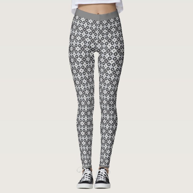 Legging Cinza e padrão branco (Frente)